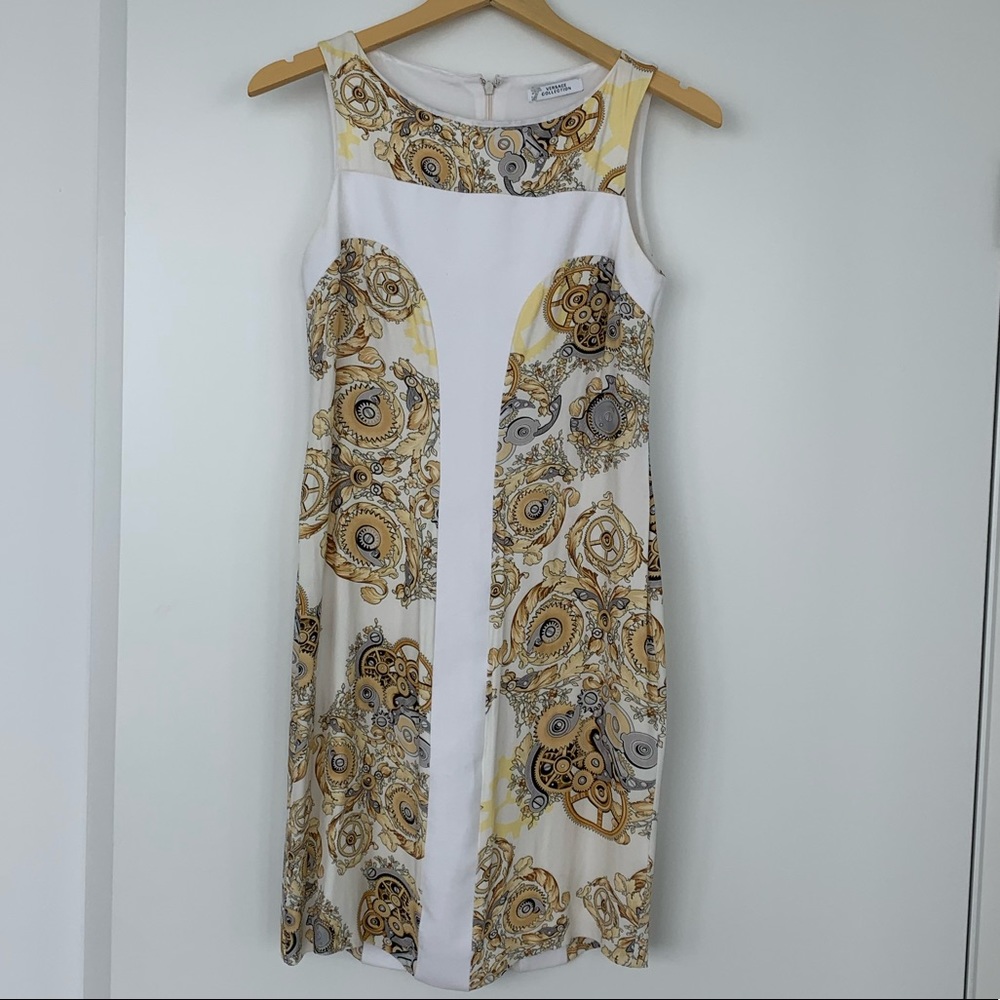 Versace Collection- White Gear Print Dress